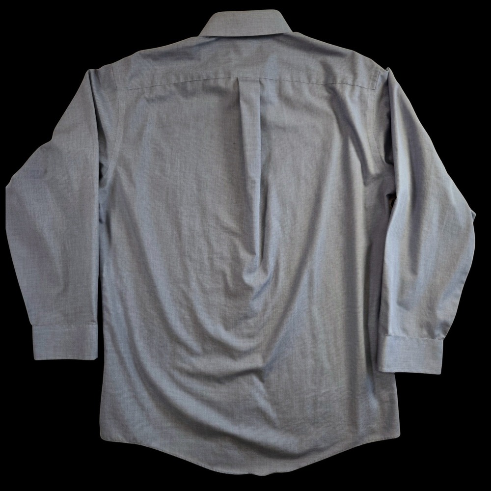 Stafford Mens 16 32/33 Wrinkle‎ Free Shirt Broadcloth Blue Mini Print Preppy - Picture 7 of 8